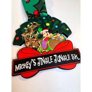 Run Disney Mickey Jingle Jungle 5K Rubber Medal 2013 Holiday Disney Race Medal